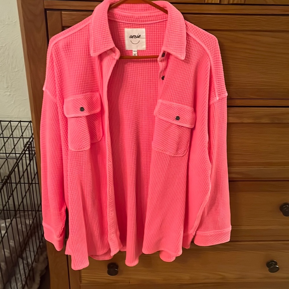 Pink waffle knit shirt